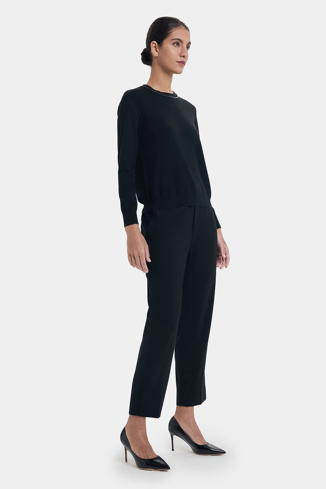 Ports 1961 BLACK WOOL SILVER RAINDROP CHAIN KNITWEAR BLACK