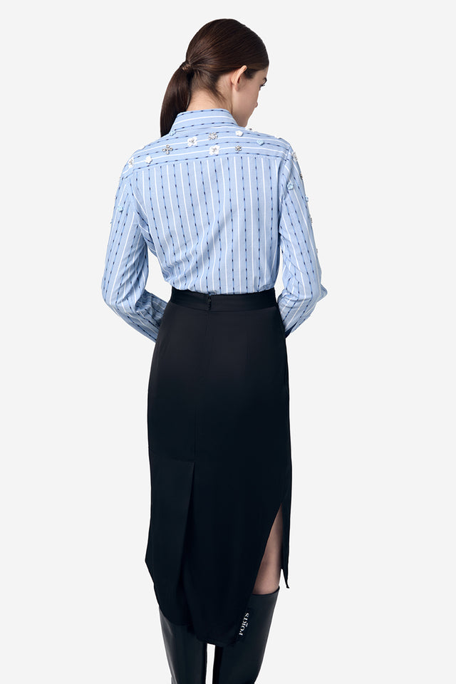 Ports 1961 BLUE WHITE FLOWER DECORATION SHIRT BLUE+WHITE