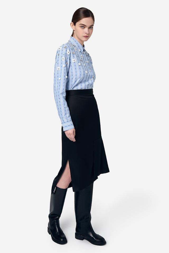 Ports 1961 BLUE WHITE FLOWER DECORATION SHIRT BLUE+WHITE