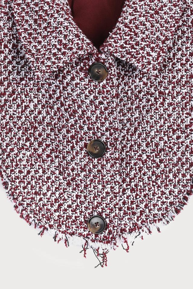 Ports 1961 BURGUNDY COTTON WOOL COAT T42-BRGDY WHT BK