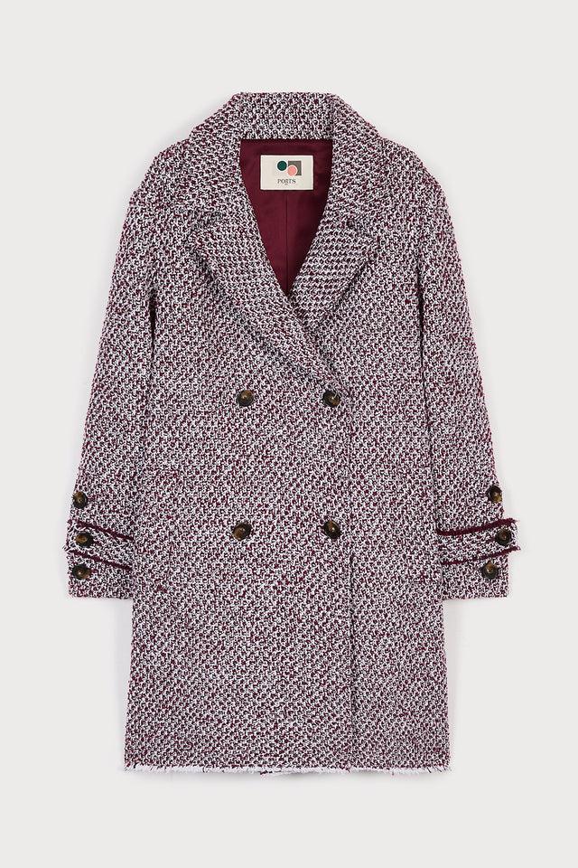 ports 1961 BURGUNDY COTTON WOOL COAT T42-BRGDY WHT BK