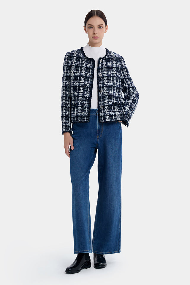 Ports 1961 CASHMERE ALPACA BLENDED TWEED JACKET NAVY MIX