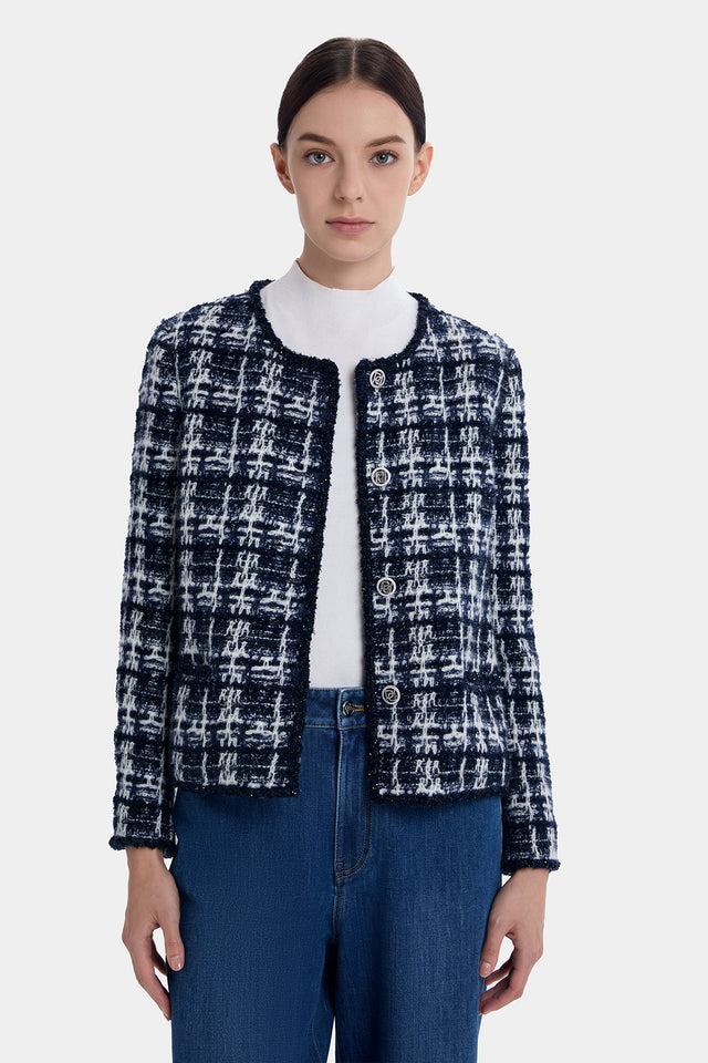 Ports 1961 CASHMERE ALPACA BLENDED TWEED JACKET NAVY MIX