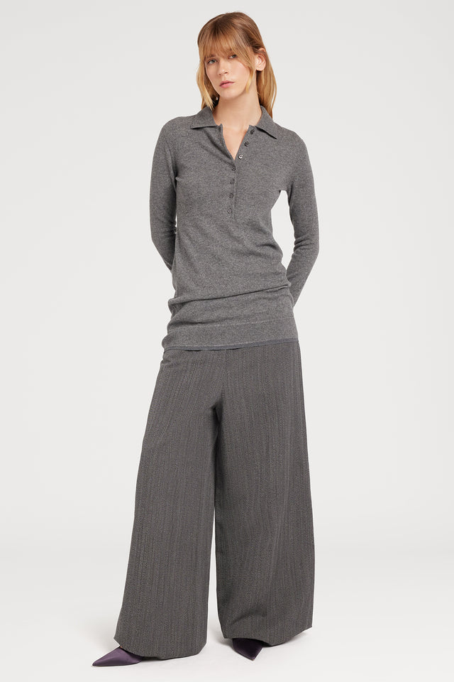 Ports 1961 CASHMERE GREY POLO KNITWEAR 578-VOLCANIC