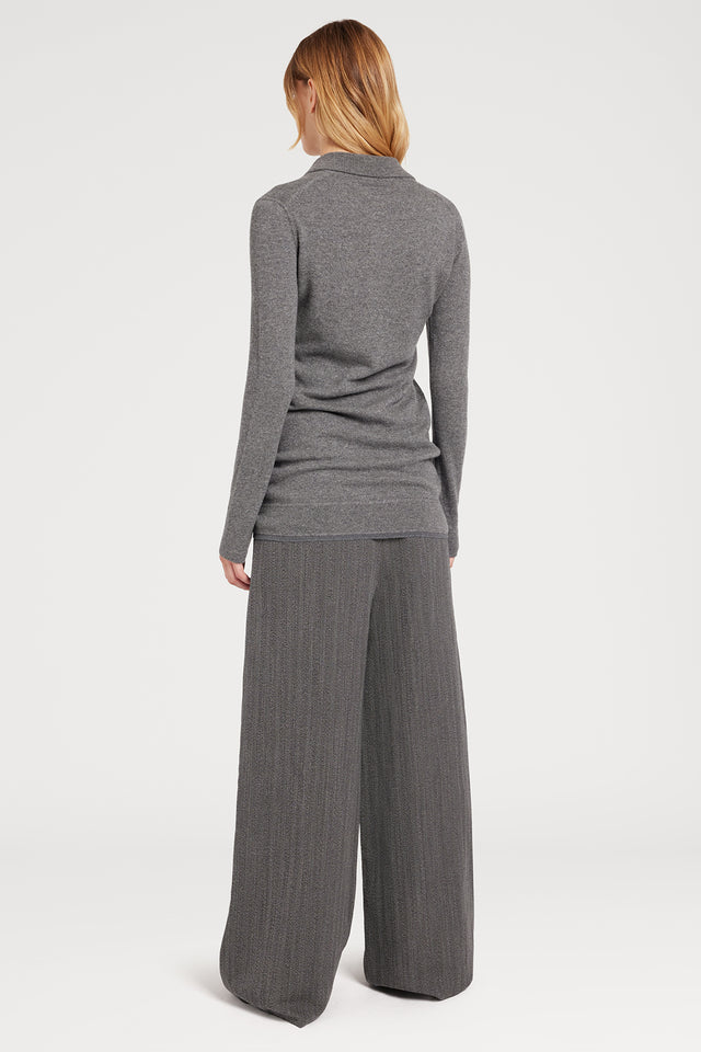 Ports 1961 CASHMERE GREY POLO KNITWEAR 578-VOLCANIC