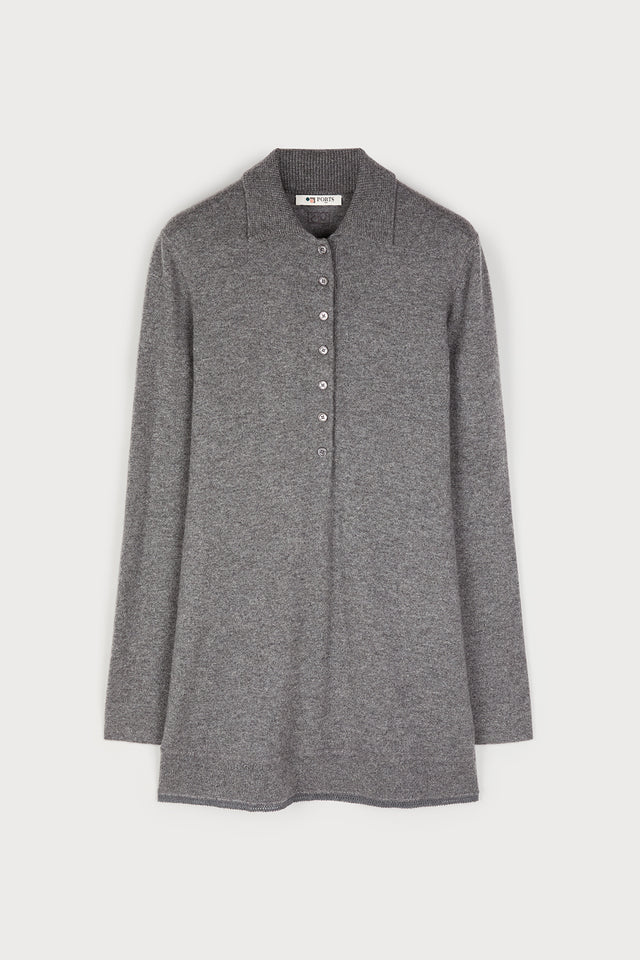 ports 1961 CASHMERE GREY POLO KNITWEAR 578-VOLCANIC