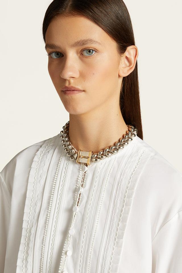 Ports 1961 CHAIN WREATH CHOKER NECKLACE GOLD & SILVER