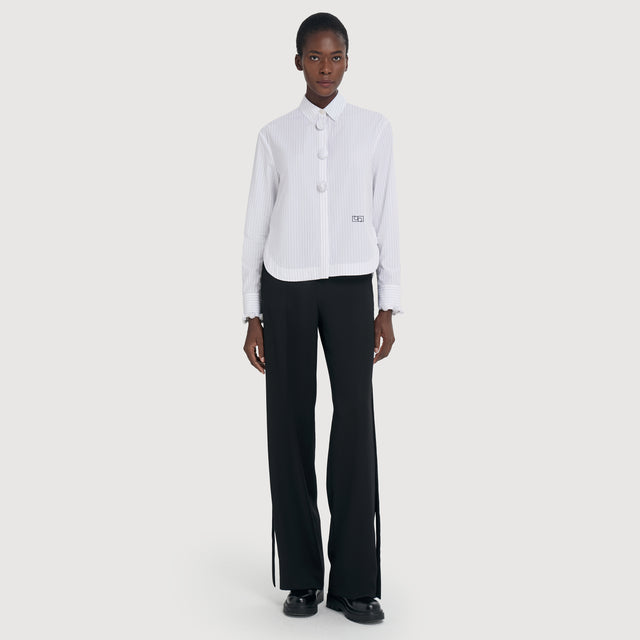 Ports 1961 Charming Pom Pom Shirt 019-White And Black