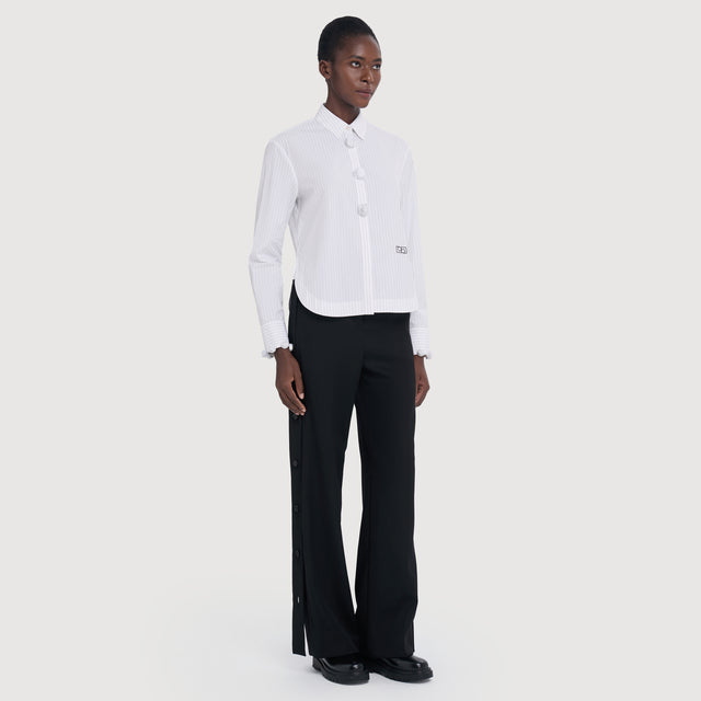 Ports 1961 Charming Pom Pom Shirt 019-White And Black