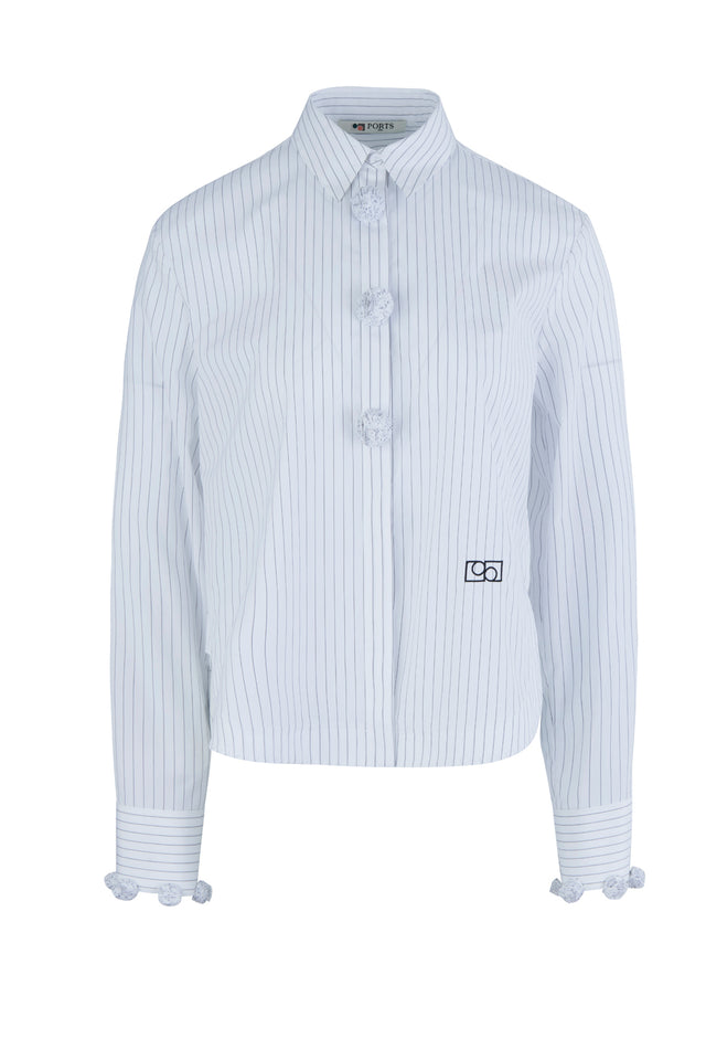 ports 1961 Charming Pom Pom Shirt 019-White and Black