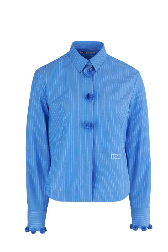 ports 1961 Charming Pom Pom Shirt - Blue & White 081-Blue and White