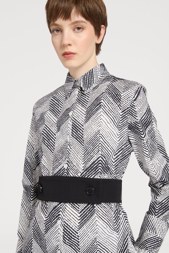 Ports 1961 CHEVRON PATTERNED SHIRT P90-BK AND WHITE