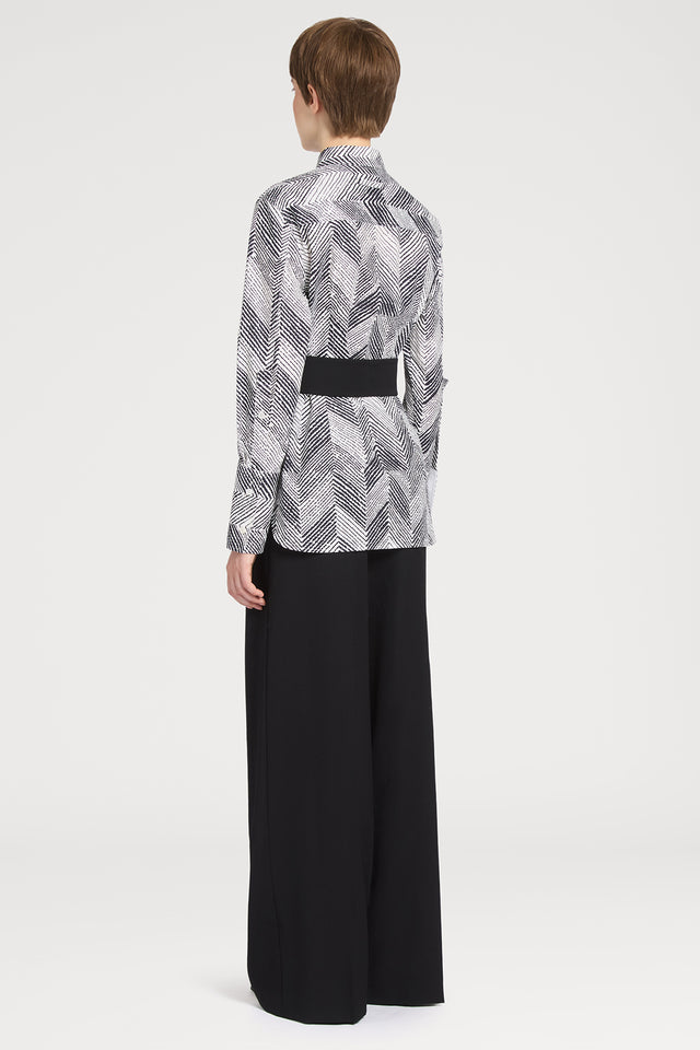 Ports 1961 CHEVRON PATTERNED SHIRT P90-BK AND WHITE