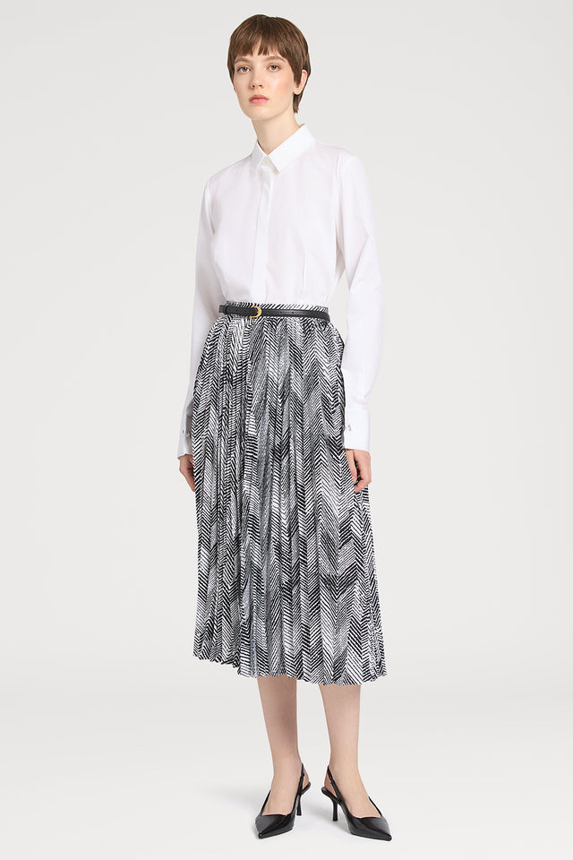 Ports 1961 CHEVRON PATTERNED SKIRT P90-BK AND WHITE