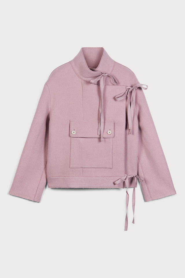 ports 1961 CHIC PINK WOOL JACKET ADORNED WITH ICONIC PORTS 1961 TIE KNOT 680-PINK