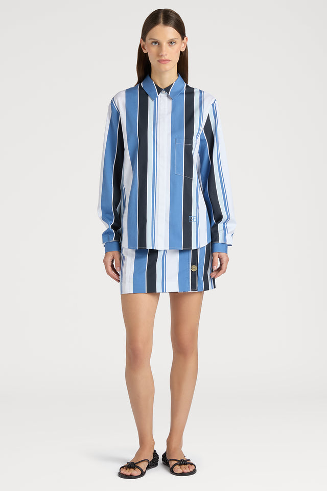 Ports 1961 CHIC ROME-INSPIRED BLUE STRIPED SHIRT S01-STRIPE BLUE