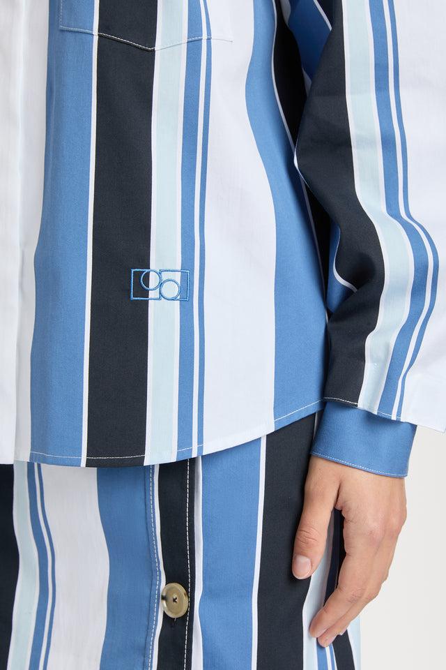 Ports 1961 CHIC ROME-INSPIRED BLUE STRIPED SHIRT S01-STRIPE BLUE