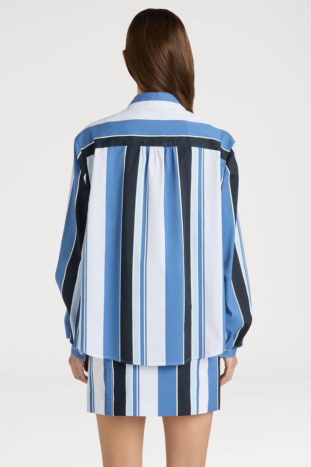 Ports 1961 CHIC ROME-INSPIRED BLUE STRIPED SHIRT S01-STRIPE BLUE