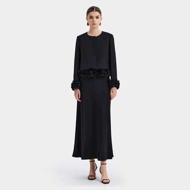 Ports 1961 CLASSIC BLACK JACKET WITH FRINGE DETAILS AROUND THE CUFFS EFFORTLESSLY STYLISH BLACK