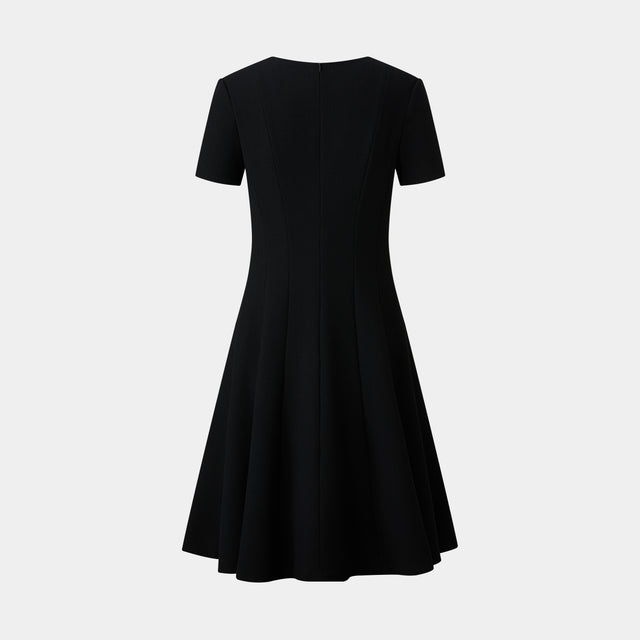 Ports 1961 CLASSIC ESSENTIAL LITTLE BLACK DRESS WITH WHITE CONTRAST AROUND COLLAR BLACK