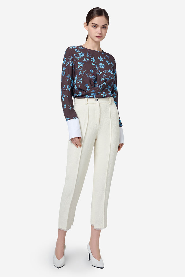 Ports 1961 CONTRAST BUTTON DETAILS TROUSERS OFF WHITE