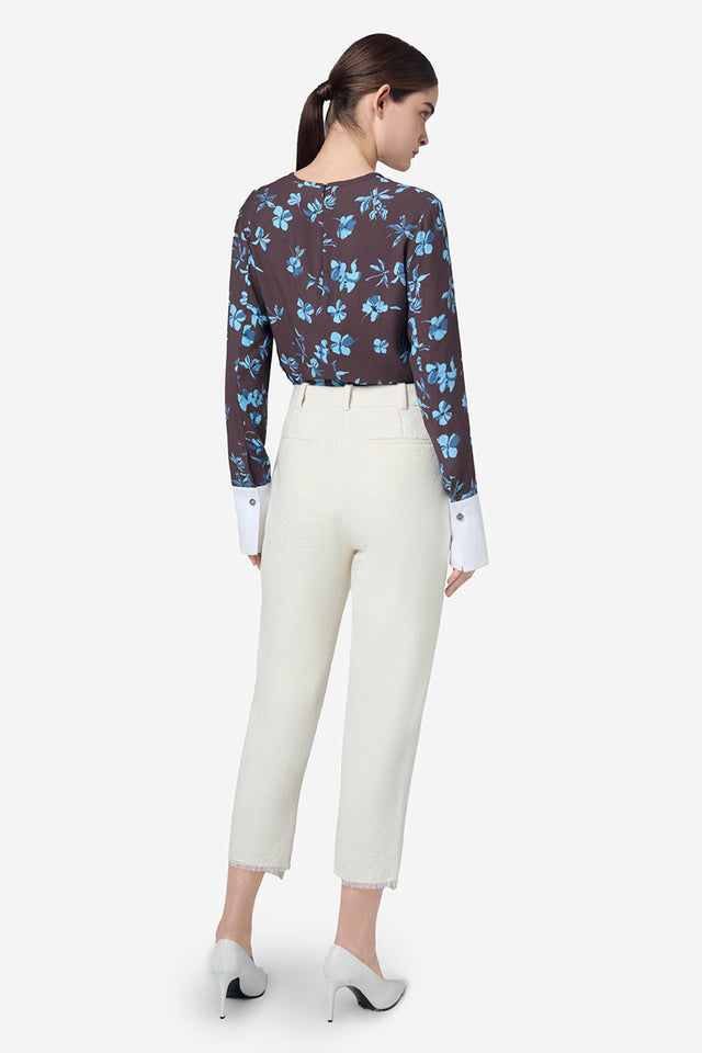 Ports 1961 CONTRAST BUTTON DETAILS TROUSERS OFF WHITE