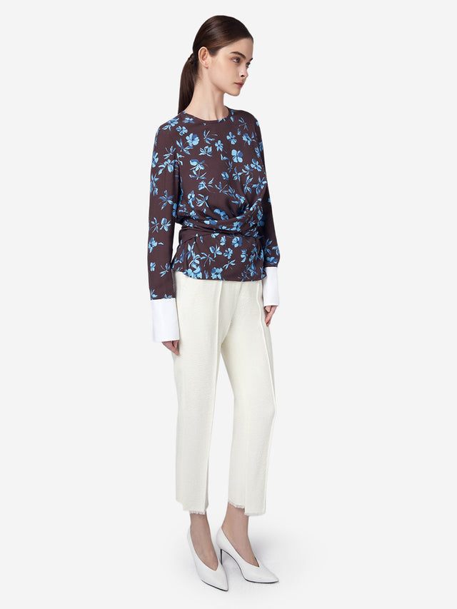 Ports 1961 CONTRAST BUTTON DETAILS TROUSERS OFF WHITE