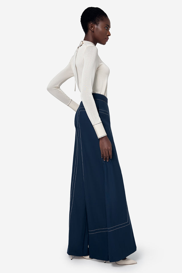 Ports 1961 CONTRAST STITCHING ROUND-NECK KNITWEAR OFF WHITE