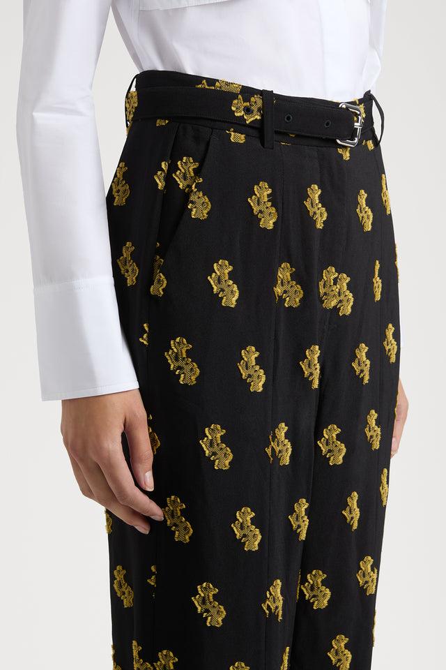 Ports 1961 CORALLO- FIL COUPE TROUSERS 09A-BLACK+GOLD