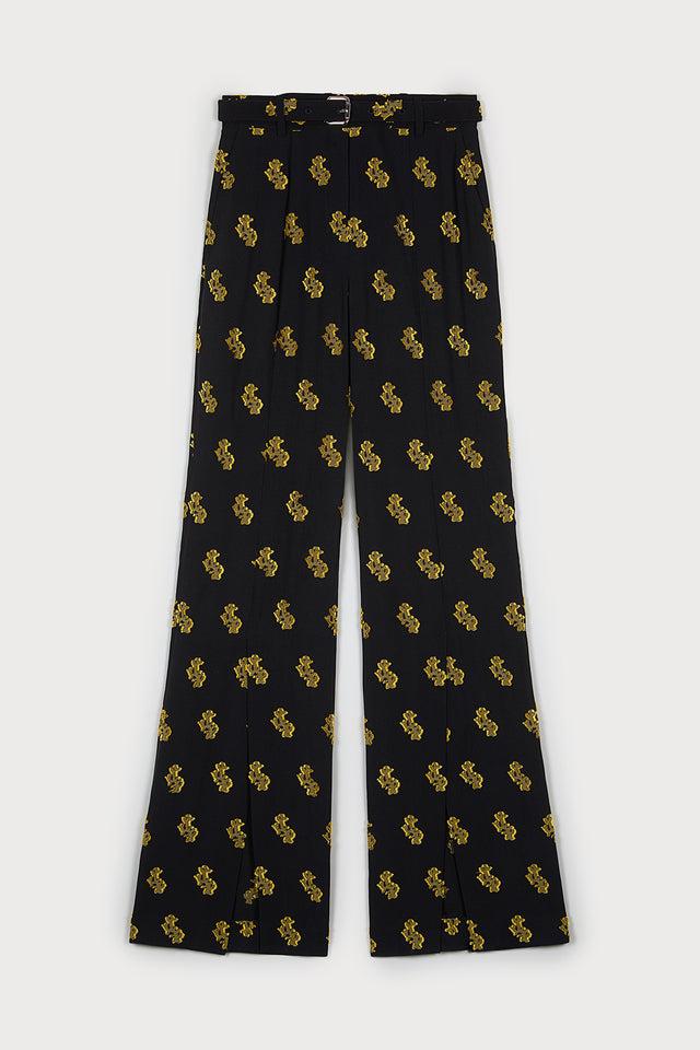 ports 1961 CORALLO- FIL COUPE TROUSERS 09A-BLACK+GOLD