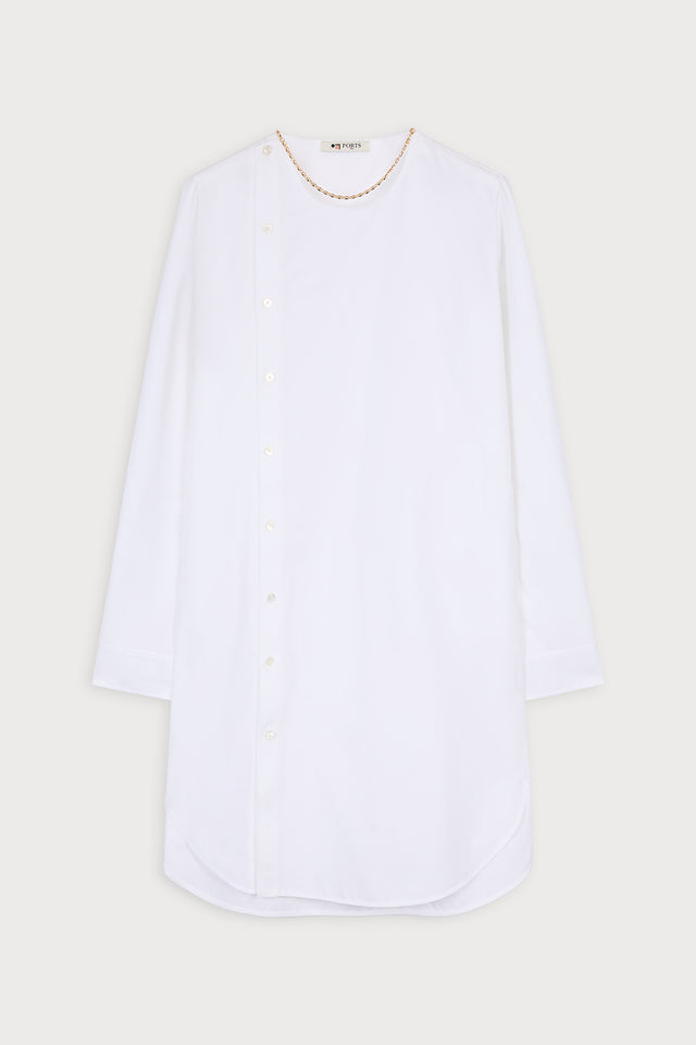 ports 1961 COTTON POPLIN SHIRT DRESS 110-OPTIC WHITE