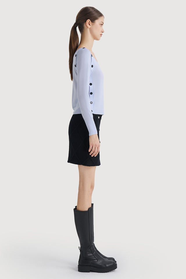 Ports 1961 COZY KNITWEAR WITH CONTRAST BUTTONS 817-ICE