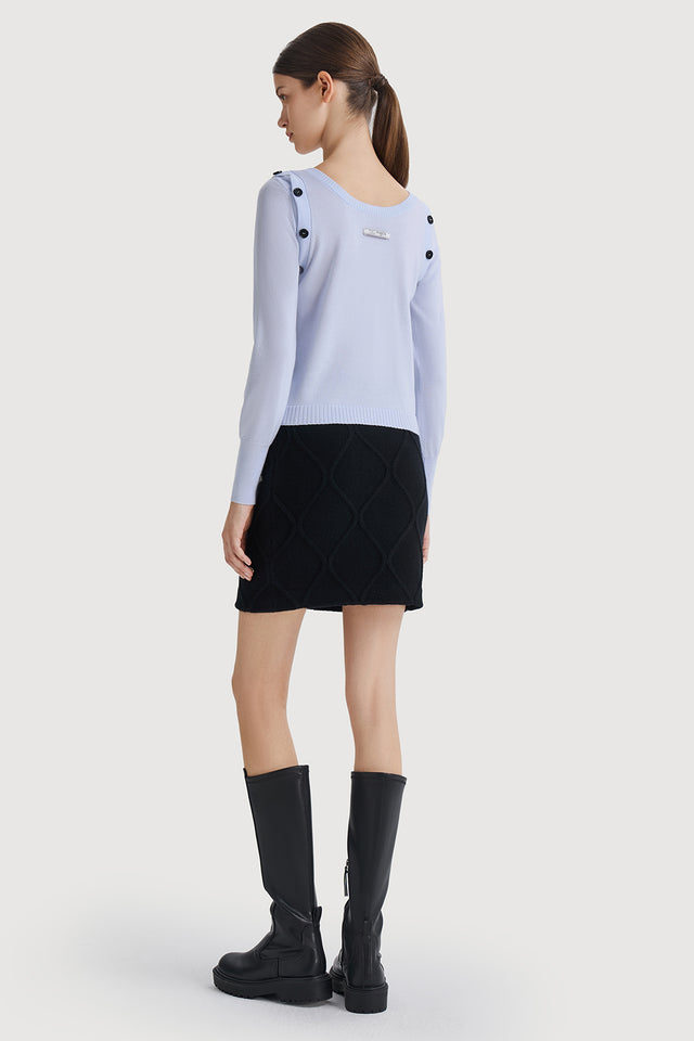 Ports 1961 COZY KNITWEAR WITH CONTRAST BUTTONS 817-ICE