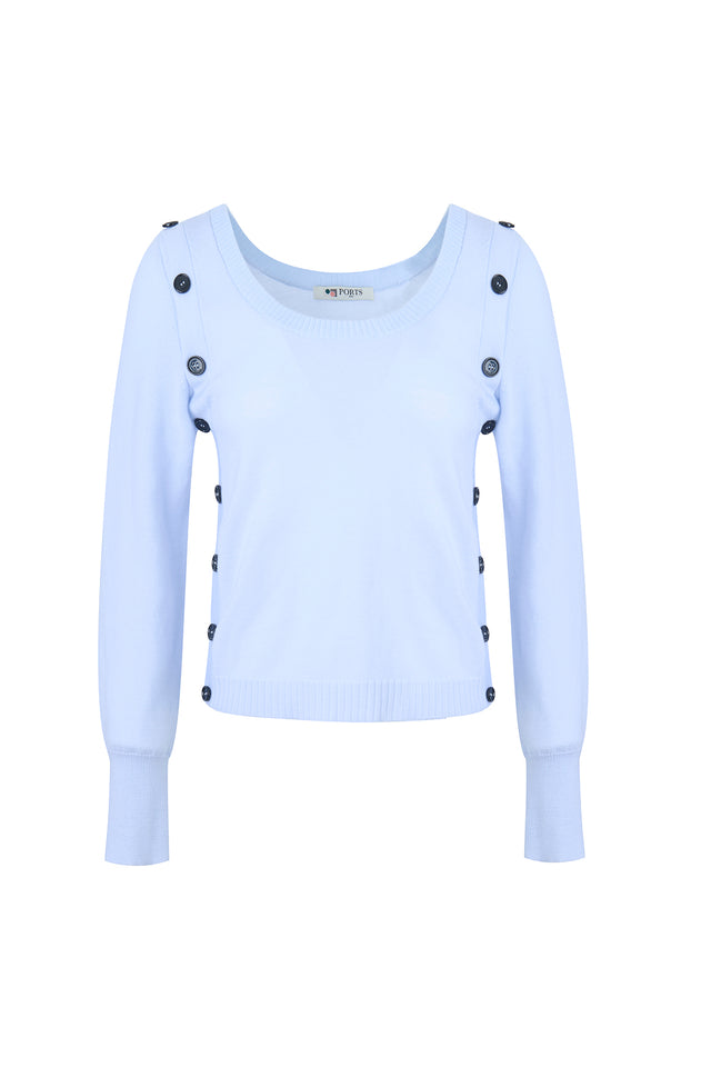 ports 1961 COZY KNITWEAR WITH CONTRAST BUTTONS 817-ICE