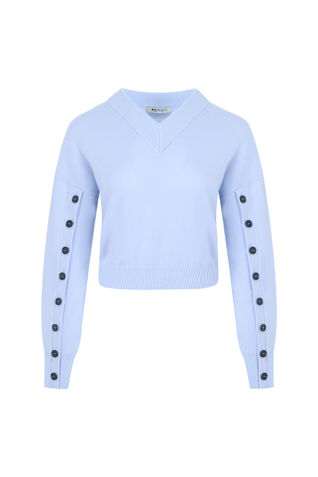 Ports 1961 Cozy Knitwear With Contrast Buttons At Sleeves 817-ICE