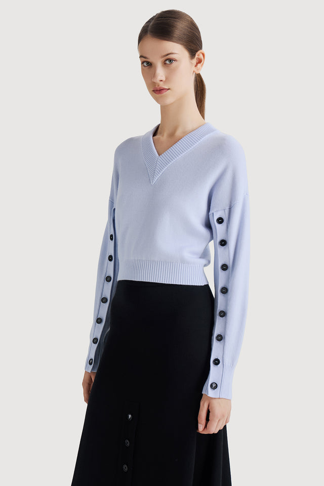 Ports 1961 Cozy Knitwear With Contrast Buttons At Sleeves 817-ICE