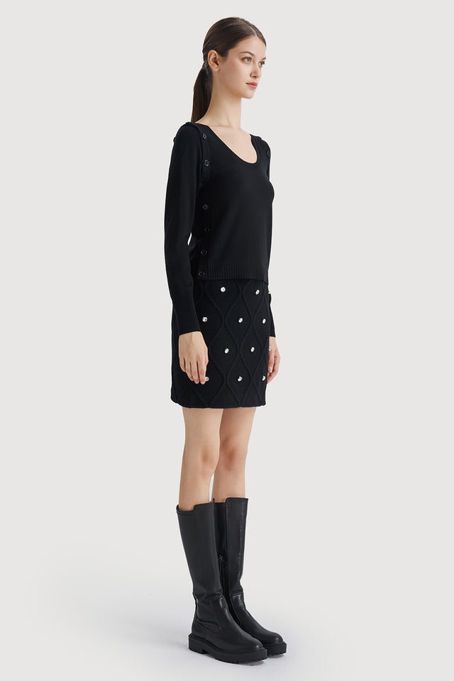 Ports 1961 Cozy Knitwear With Contrast Buttons In Black 999-Black