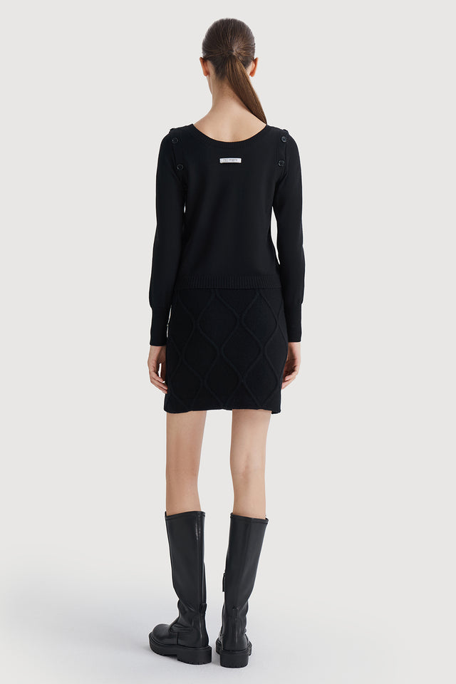 Ports 1961 Cozy Knitwear With Contrast Buttons In Black 999-Black