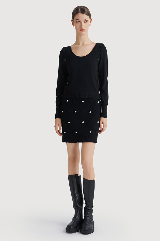 ports 1961 Cozy Knitwear With Contrast Buttons in Black 999-Black