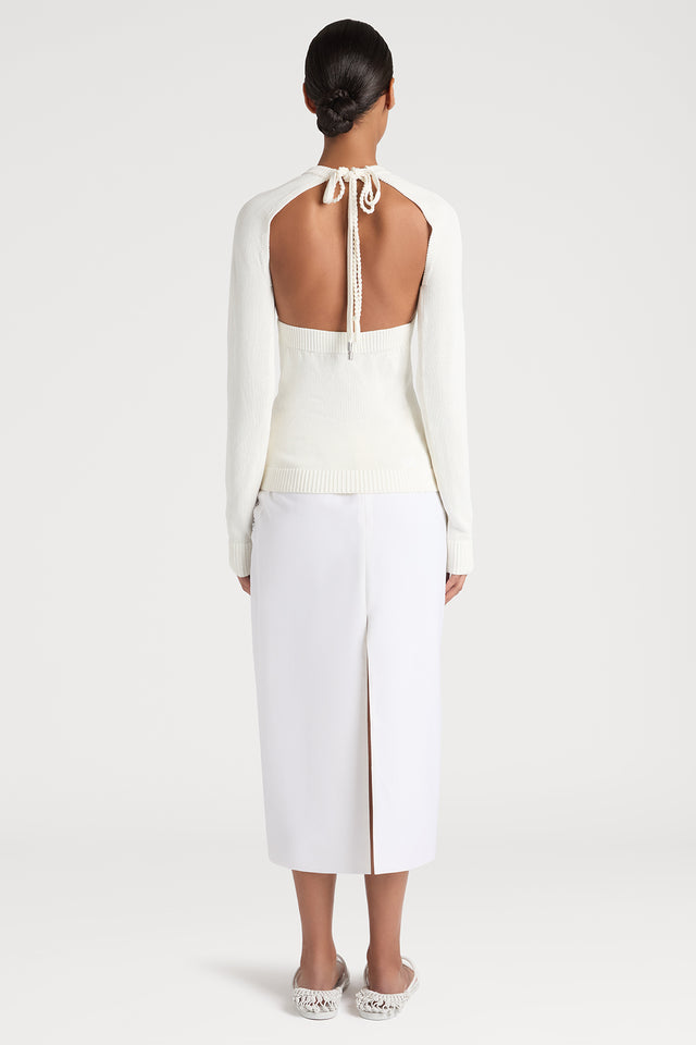 Ports 1961 CUTOUT COUTURE SWEATER IN WHITE 110-OPTIC WHITE