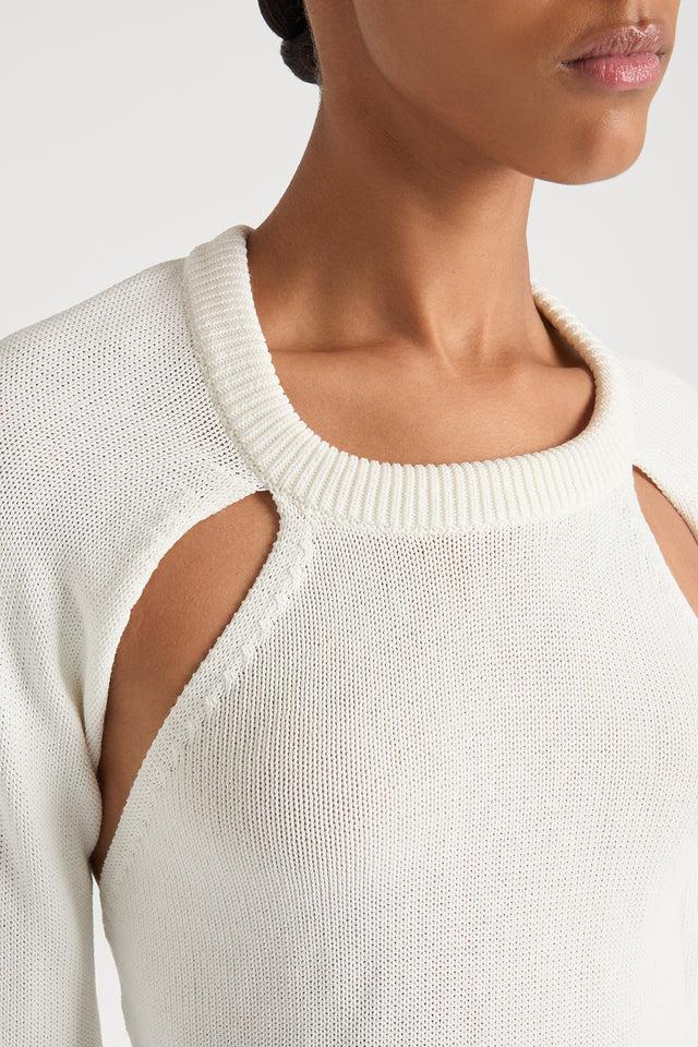 Ports 1961 CUTOUT COUTURE SWEATER IN WHITE 110-OPTIC WHITE