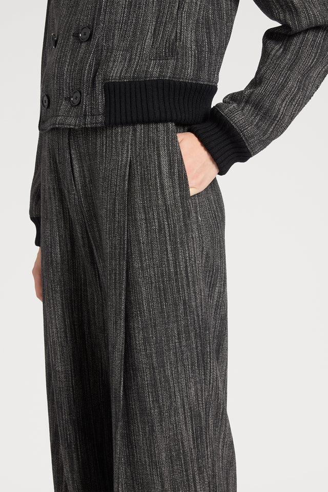 Ports 1961 DARK GREY WIDE-LEG TROUSERS T93-BLACK+GREY