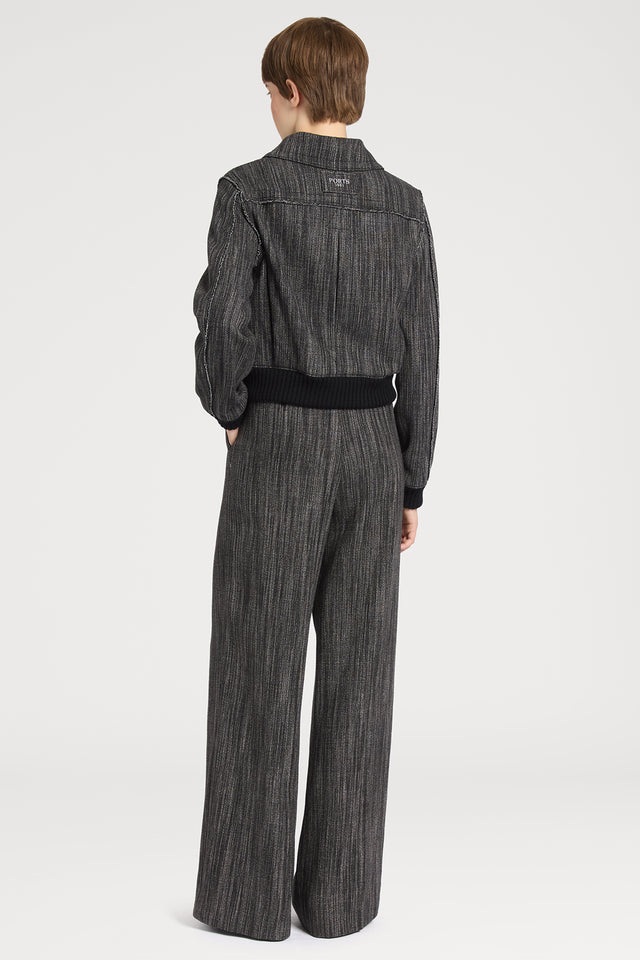 Ports 1961 DARK GREY WIDE-LEG TROUSERS T93-BLACK+GREY