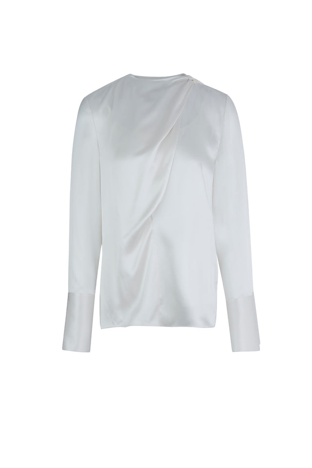 ports 1961 Draped Scarf-Like Silk Top 110-Optic white
