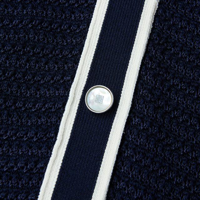 Ports 1961 ELEGANT NAVY POLO FEATURING WHITE TRIM DETAILS A TIMELESS WARDROBE STAPLE NAVY