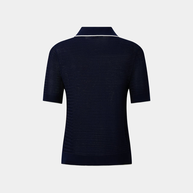 Ports 1961 ELEGANT NAVY POLO FEATURING WHITE TRIM DETAILS A TIMELESS WARDROBE STAPLE NAVY