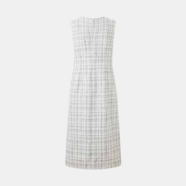 Ports 1961 ELEGANT SLEEVELESS TWEED DRESS A SOPHISTICATED ADDITION TO YOUR WARDROBE WHT BLK CHECK