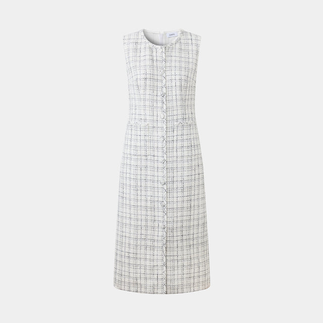 ports 1961 ELEGANT SLEEVELESS TWEED DRESS A SOPHISTICATED ADDITION TO YOUR WARDROBE WHT BLK CHECK