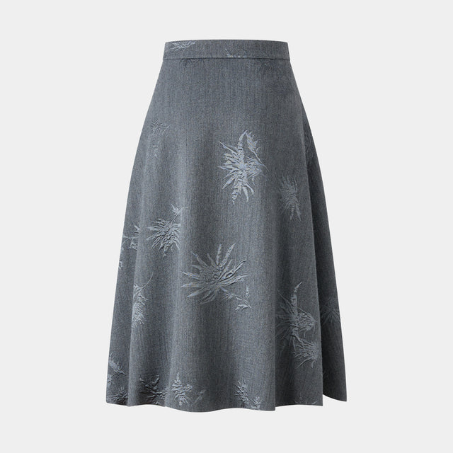 Ports 1961 EMBROIDERED A-LINE SKIRT CASTLEROCK GREY