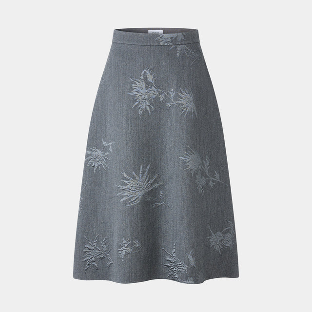 ports 1961 EMBROIDERED A-LINE SKIRT CASTLEROCK GREY
